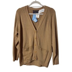Straven Tan Button-Up Cardigan‎ Sz 38 Merino Wool (TXA927)